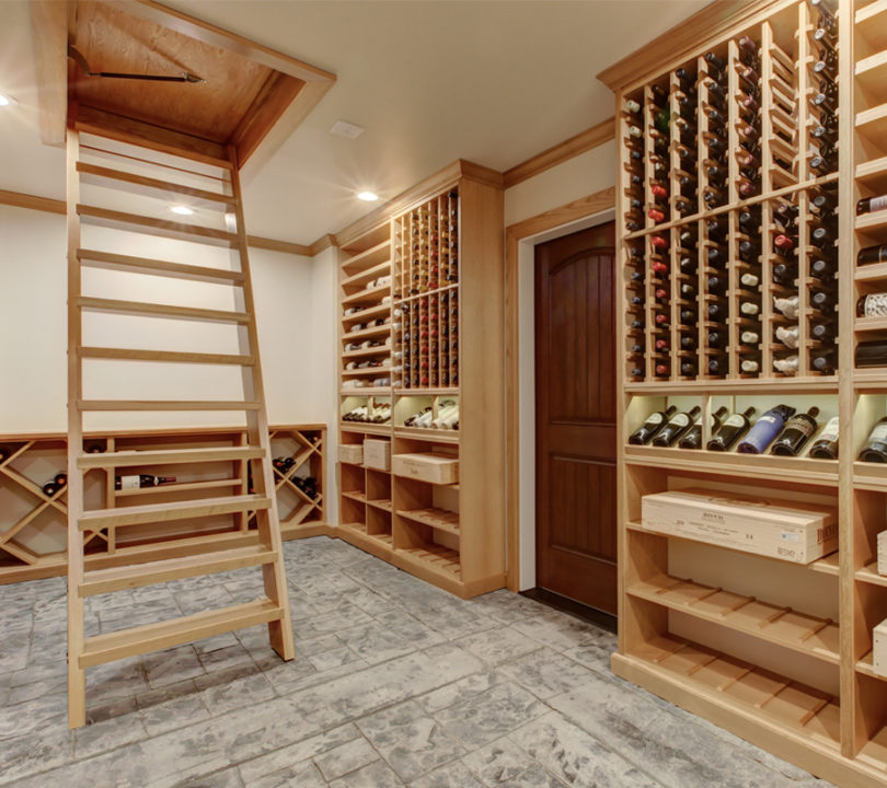 wine cellar with hidden cieling entrance