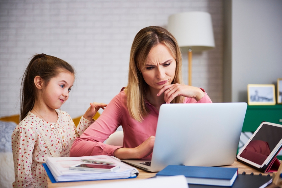 working from home with child