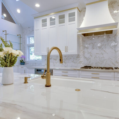 elegant white kitchen with white cabinets