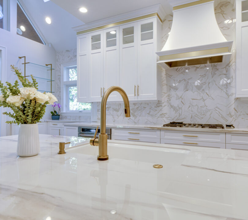 elegant white kitchen with white cabinets